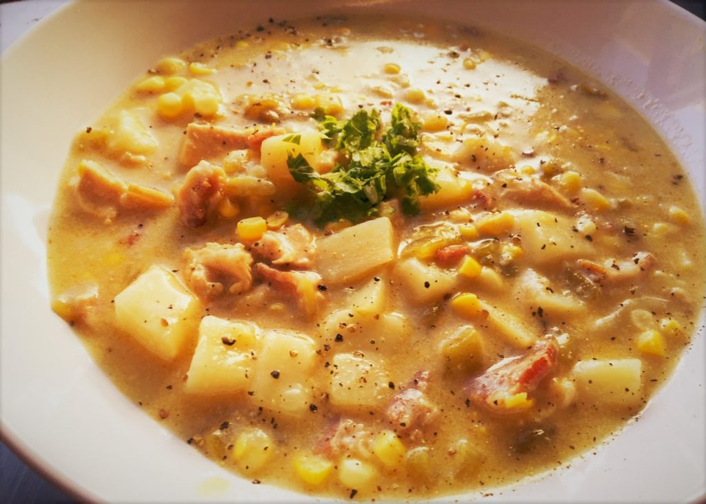Meal Delivery Santa Fe Los Alamos Green Chile Chicken Corn Chowder by Cooked and Delivered by Open Kitchen